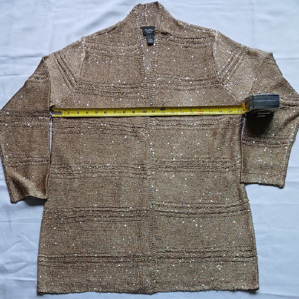 Chico's Tan Cardigan Sweater Textured Knit Open Front‎ Sz 1 - Picture 5 of 8
